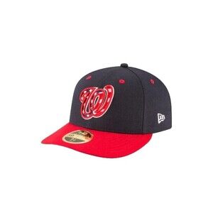 New Era 59Fifty Washington Nationals Baseball Hat 6 7/8 Blue Red Low Profile Cap